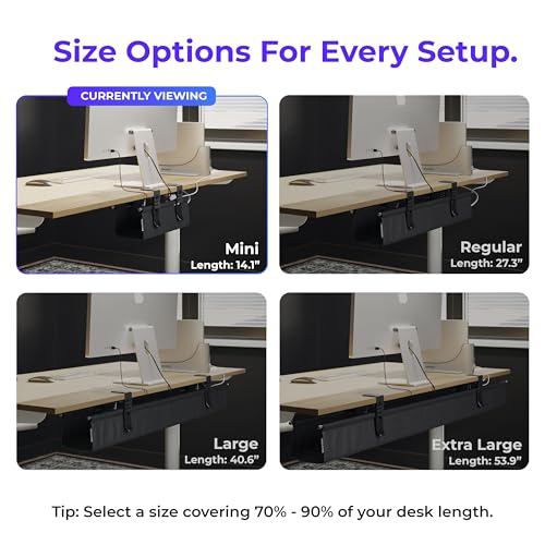 Ascrono Original Under Desk Cable Management Tray, Black, 14.1" - color: Black, size: Mini (14.1 in)