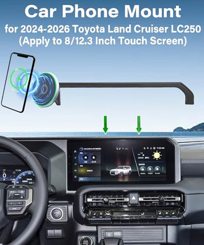 Car Phone Holder for 2024 2025 2026 Toyota Land Cruiser LC250 Accessories - size: fit for 2024-2026 Land Cruiser LC250(8/12.3 Inch)