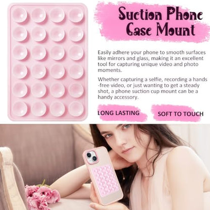 LvShuLiangPin Anteel 2 Pack Silicone Suction Phone Case Mount, Silicon Adhesive Phone Grip for Smartphones, Hands-Free Mirror Shower Phone Holder for Selfies, Tiktok Videos (Black&Translucent) - color: Black&Translucent