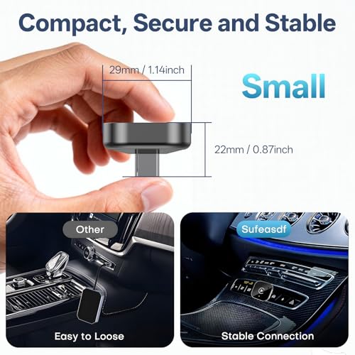 USB C Wireless CarPlay & Android Auto Adapter, Wired to Wireless Dongle | Plug & Play Compatible with iPhone & Android Smartphones.