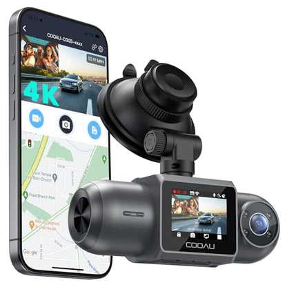 COOAU D30S 4K Dash Cam with GPS Wi-Fi, Front and Inside Dual 2.5K 1080P, Uber Car Camera with Infrared Night Vision, Supercapacitor, 4 IR LEDs, G-Sensor, Parking Mode, Loop Recording