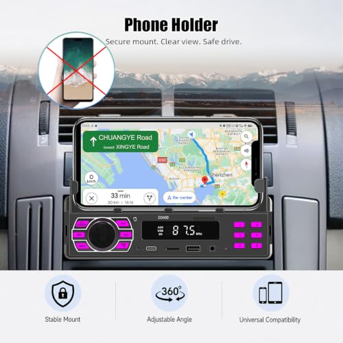Single DIN Car Stereo Bluetooth Car Radio with FM/MP3/AUX USB Colorful Lights MP3 Player with Mobile Phone Holder Find a Car - color: P5-Phone Holder