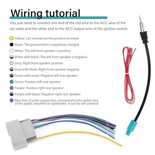 Car Radio Wiring Harness Kit,Stereo Wiring Harness with Antenna Adapter & Butt Connectors,Compatible with Chrysler Jeep Dodge Aftermarket Radio Wire Harness Kit Car Accessories