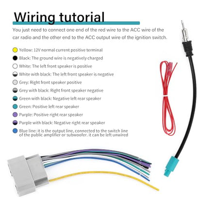 Car Radio Wiring Harness Kit,Stereo Wiring Harness with Antenna Adapter & Butt Connectors,Compatible with Chrysler Jeep Dodge Aftermarket Radio Wire Harness Kit Car Accessories
