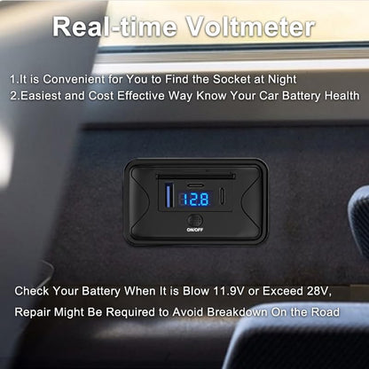 90W 12V USB Outlet Panel Mount Dual PD 36W QC 18W Switch Voltmeter Marine - size: Dual PD+QC