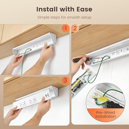 SURAIELEC 16 in Under Cabinet Power Strip Hardwired, Aluminum Housing - color: White, size: 1 Pack