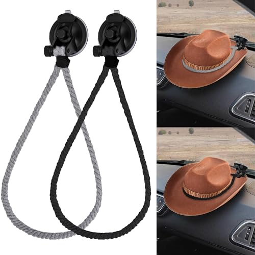 ecocstm 2 PCS Cowboy Hat Mounts for Car, Cowboy Hat Holder for Truck - color: Black+Gray