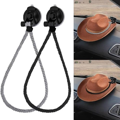 ecocstm 2 PCS Cowboy Hat Mounts for Car, Cowboy Hat Holder for Truck - color: Black+Gray