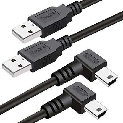 Mini USB Cable 90 Degree 2Pack 10ft for Garmin Nuvi for Canon PowerShot/Rebel/EOS/DSLR/ELPH,Dash Cam,SatNav,Camcorders,Car,Camera USB Cable Right Angle Mini-B Charger Cord Data Sync Charging Adapter - size: 9.8ft