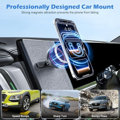 Designed for Hyundai Ioniq 5 Phone Mount, Magnetically Attaches to Metallic Dashboard for 2024 2025 Hyundai Sonata Kona & 2022-2025 Ioniq5 2026 Ioniq 9 [Compatible with MagSafe] - style: Magnetic