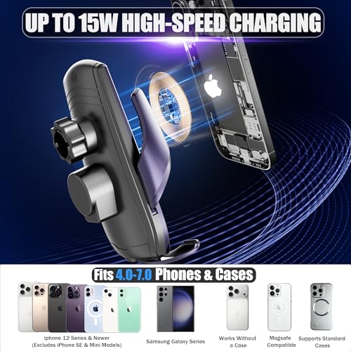 Car Phone Mount for 2023-2026 Mercedes Benz GLC / 2022-2026 C-Class, Smart Auto-Clamping on 12.3" Instrument Cluster Screen, 15W Wireless Fast Charging, 360° Adjustable, Without Blocking Airflow - size: for Mercedes Benz GLC | 2023-2026