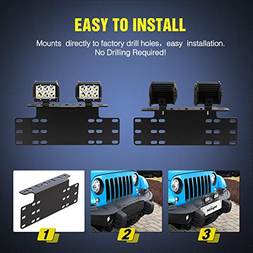 Nilight 90044B Universal License Heavy Duty Steel Front Plate Mounting Bracket Holder for Off-Road LED Work Lamps Lighting Bars, 2 Years Warranty, Black - color: Universal License Plate Bracket