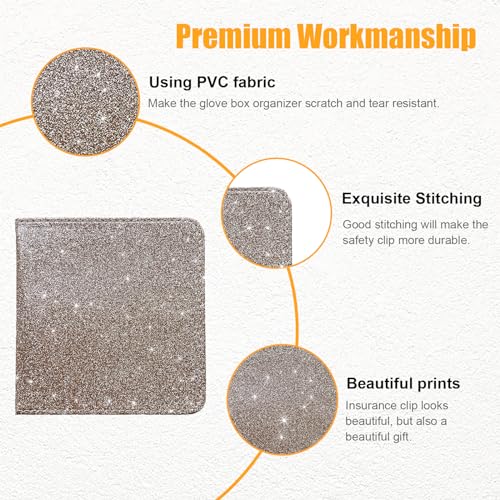 Kewucn Car Registration and Insurance Holder, Leather Auto Glove Box Organizer with Magnetic Shut, Vehicle Compartment Accessories Case for Cards, Driver License & Essential Documents - color: Small-Champagne