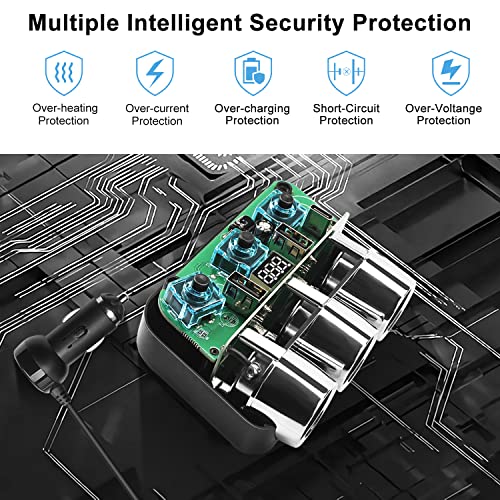 Cigarette Lighter Splitter, 12V/24V 3-Socket Vehicles Adapter - size: 65PD