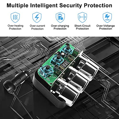 Cigarette Lighter Splitter, 12V/24V 3-Socket Vehicles Adapter - size: 65PD