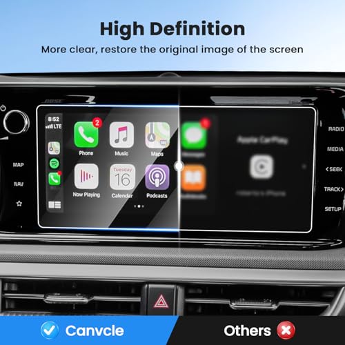 Canvcle 2PCS Screen Protector for 2021-2024 Kia K5 LXS/GT-Line/EX/GT Accessories, 10.25 Inch Navigation Screen Tempered Glass Touchscreen Protector Navigation Screen Cover Protective Film - size: 2021-2024 Kia K5 10.25 Inch