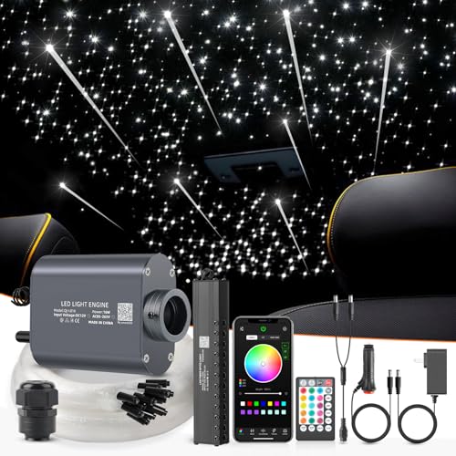 Meteor 16W Starlight Headliner Kit, Star Light Headliner with Bluetooth APP/Remote/Music Mode, Fiber Cable 550pcs*0.03in*13.1ft+Shooting Star kit for Car Roof&Home Decoration - size: Meteor+550pcs*0.03in*13.1ft