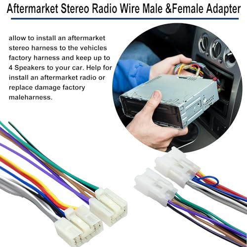 Female+Male Radio Wiring Harness Kit Compatible with Toyota 1992-2019(Non JBL) Subaru 2010-2019 10Pin&6Pin Aftermarket Radio Stereo Wire Harness Plug Adapter Car Stereo Power Speaker Wire Harness - style: 10+6Pin Male+Female Harness Kit