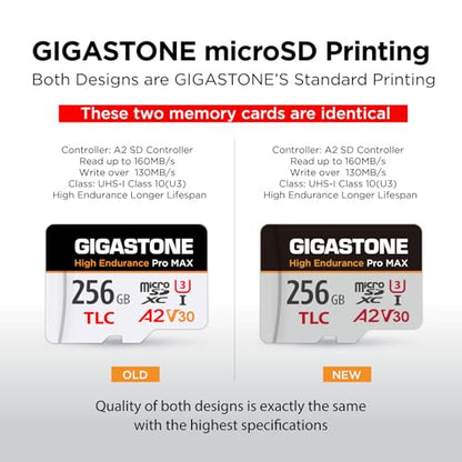 【5 Yrs Free Data Recovery】【Dash Cam】 GIGASTONE 256GB Micro SD Card, TLC High Endurance Pro MAX, Speed Up to 180MB/s, Compatible with REDTIGER Rove VIOFO VANTRUE PRUVEEO, MicroSDXC UHS-I A2 V30 U3 - color: 256GB High Endurance Pro MAX 1-Pack