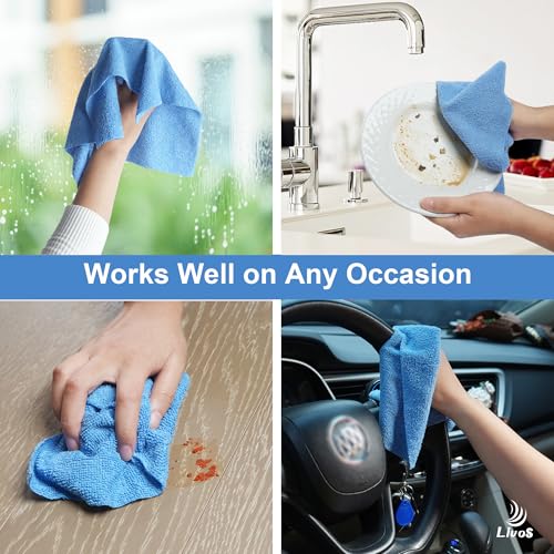LIVOS Microfiber Cleaning Cloth Roll - 80 Pack, Reusable Paper Towels Blue Tear Away, Microfiber Towels for Cars, Super Absorbent Lint Free Cleaning Rags for House, Kitchen, Window-11.5"x11.5" - color: Blue