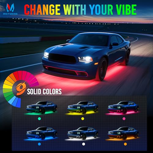 MICTUNING U8 RGBW Underglow LED Light Bars (8-Piece Kit) 888 Ultra-Bright LEDs, Dual Remotes, White+RGB Colors, IP68 Waterproof Aluminum Housing – for Cars, Trucks, SUVs, ATVs - size: RGBW & 2 Remote