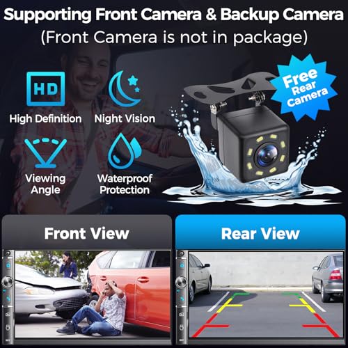 7-Inch Double Din Car Radio Wireless CarPlay and Android Auto - style: Volume knob + 2 physical buttons