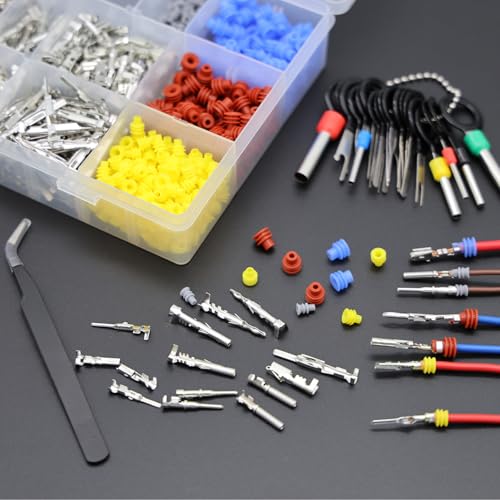 859pcs Automotive Electrical Pin Terminal Connectors Kit with Crimping Tool - color: 859pcs Pin Terminals With Crimper