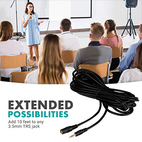 Movo MC20 3.5mm Audio Cable - 3.5mm TRS Female to Male 20ft Extension Cord for Microphones, Headphones, and More - size: 20-foot