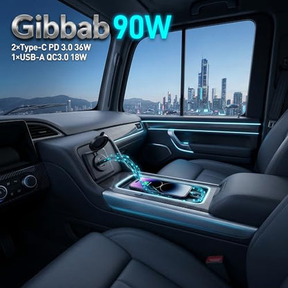 4PCS GIBBAB 90W Waterproof Recessed RV USB Outlet, Aluminum Charger Socket - color: Deep Black, size: 4P
