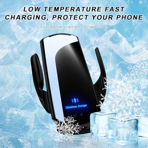 Wireless Car Charger, 15W Fast Charging Air Vent Mount Auto-Clamping Phone Holder, Automotive Electric Induction Charger 360° Rotating Magnetic Vent Mount Bracket for Smartphones (Black) - color: Black