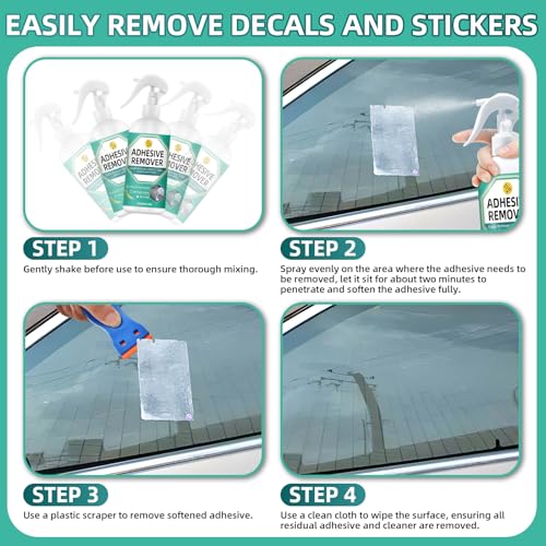 Adhesive Remover Spray, Glue Remover with Plastic Scraper and Towel, Surface Safe Sticky Stuff Remover for Car, Windows, Floor, Sticker Remover Rapidly Removes Labels, Gum, Tape, Wax (10.5Fl oz) - color: GREEN