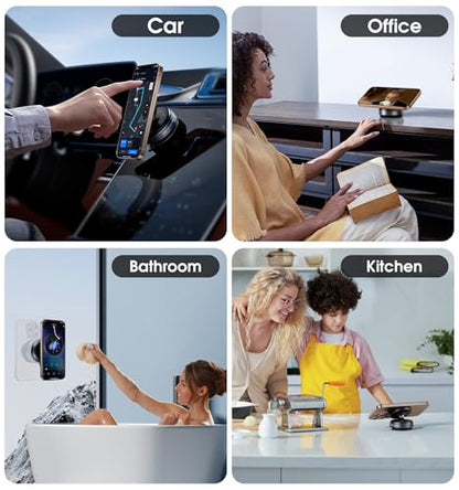REOKILY Latest Magnetic Car Phone Holder Ultra Vacuum Suction Cup Phone Mount Magnetic Car Mount Cell Phone Holder for Your Car Accessories for iPhone 15 14 13 12 Android (Black)