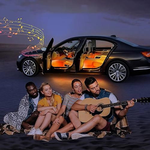 4In1 5050 SMD 48LED RGB Interior Car Strip Light Accessories Under Dash Lighting Footwell Ambient Lights Atmosphere Neon Lights Strip Kit with USB 20Key Controller for Car Truck ATV UTV RV