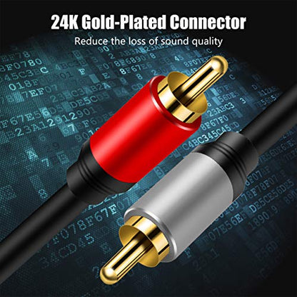 Tan QY 2RCA to 2RCA Audio Cable 25Ft-Gold Plated OFC for HDTV & Gaming - color: 25Ft/8M