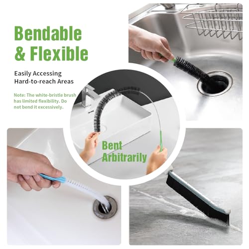 4pcs Flexible Cleaning Brush Set for Dryer Vents, Fridge Coils, HVAC Systems & Tight Spaces – Multi-Use Lint and Dust Remover with Crevice Brush and Detailing Tools