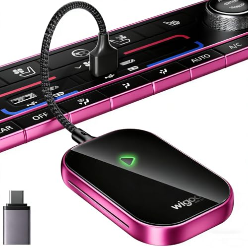 Wigoo 2026 Upgraded Wireless CarPlay Adapter [Plug & Play, 10s Auto Connect] Converts Wired to Wireless CarPlay, No Latency, for Cars from 2015+, for iPhone iOS 10+, Not for Tesla & Android, Pink - color: Pink