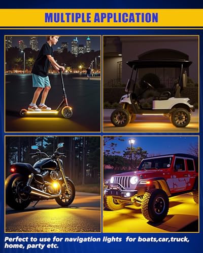 Amber Led Strip Lights Car,Led Lights for Motorcycles 30CM (6PCS) - color: Yellow