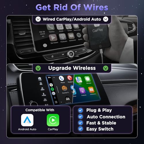 MSXTTLY 2in1 Wireless Carplay Adapter, Android Auto Wireless Adapter