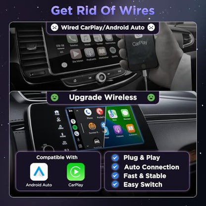 MSXTTLY 2in1 Wireless Carplay Adapter, Android Auto Wireless Adapter