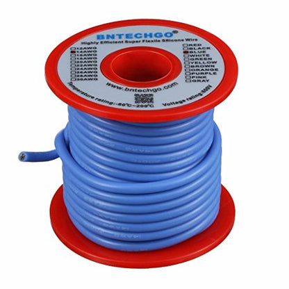 BNTECHGO 14 Gauge Silicone Wire Blue 40ft Stranded Tinned Copper Wire - color: Blue, size: silicone wire 40ft