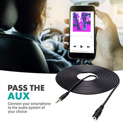 Movo MC20 3.5mm Audio Cable - 3.5mm TRS Female to Male 20ft Extension Cord for Microphones, Headphones, and More - size: 20-foot