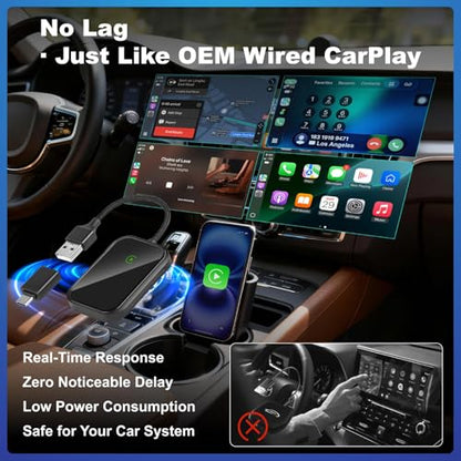 Wireless CarPlay Adapter for iPhone, Wireless Adapter USB-C, Bluetooth Connection, Auto-Switch Between Multiple iPhones, Fast & Stable, iOS 10+ (Space Black) - color: Classic Black