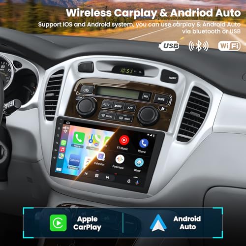 Car Radio for Toyota Highlander 2000-2007 Head Unit with Wireless Carplay&Android Auto,4+64GB 9 Inch Car Stereo with Voice Control GPS SWC FM DSP WiFi Bluetooth 5.2 Backup Camera Mirror Link - color: For Highlander 2000-2007