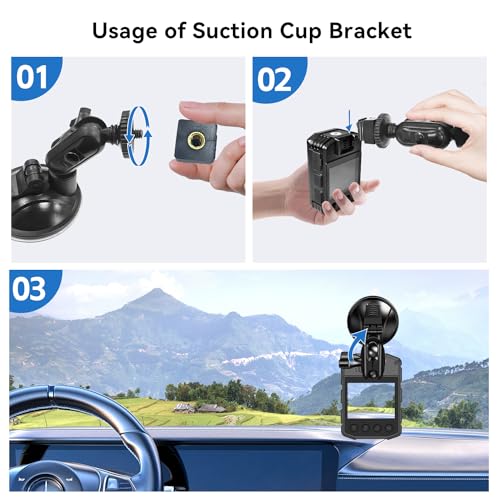 Body Camera Car Suction Cup Holder, Dash Cam Holder for Cars 360° Adjustable Adhere Tightly to the Windshield (Only for Z5 Model)