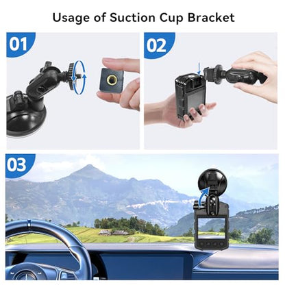 Body Camera Car Suction Cup Holder, Dash Cam Holder for Cars 360° Adjustable Adhere Tightly to the Windshield (Only for Z5 Model)