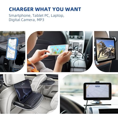 Anina Rocker Switch Style Dual USB Car Charger Port, 12V-24V Waterproof USB Socket with Blue LED Voltmeter, 4.8A USB Outlet Replacement for Marine Toggle Switch Panel on Boat Truck SUV RV UTV