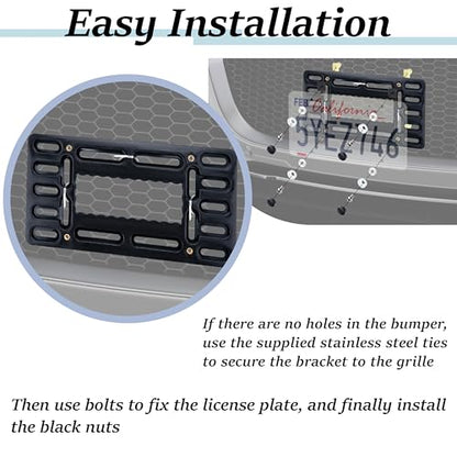License Plate Bracket Holder, Front License Plate Frames, Universal Kit