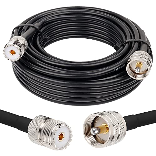MOOKEERF PL-259 UHF CB Coax Cable - 35FT, RG58 PL-259 UHF Male to Female Low Loss Antenna Extension Jumper for HAM Radio, Antenna Analyzer, Dummy Load, SWR Meter - size: 35FT
