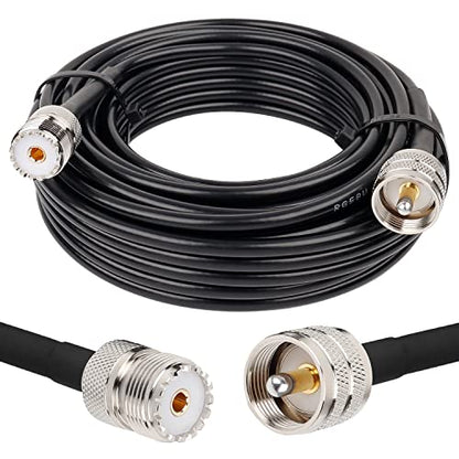 MOOKEERF PL-259 UHF CB Coax Cable - 35FT, RG58 PL-259 UHF Male to Female Low Loss Antenna Extension Jumper for HAM Radio, Antenna Analyzer, Dummy Load, SWR Meter - size: 35FT