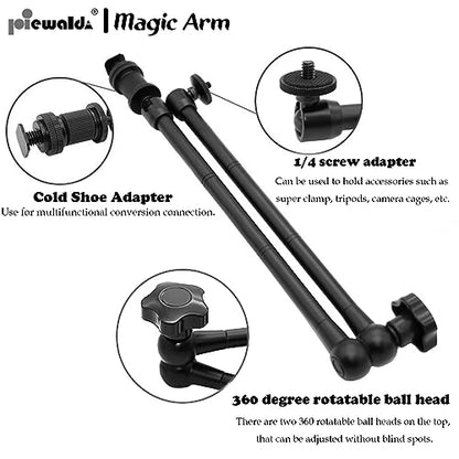 Niewalda 20" Magic Arm Clamp Kit with 1/4" & 3/8" Threaded Mounts - color: 20 Inch Frosted Black Magic Arm